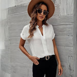Ariana | Elegant White V-Neck Blouse